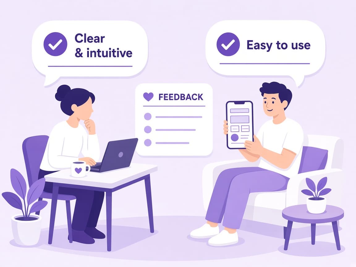 Illustration of observing someone testing a phone prototype